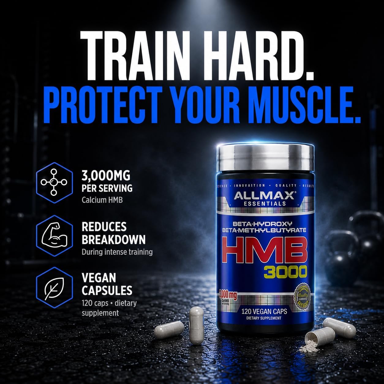 کپسول HMB ALLMAX مدل HMB 3000، 30 وعده، 120 کپسول