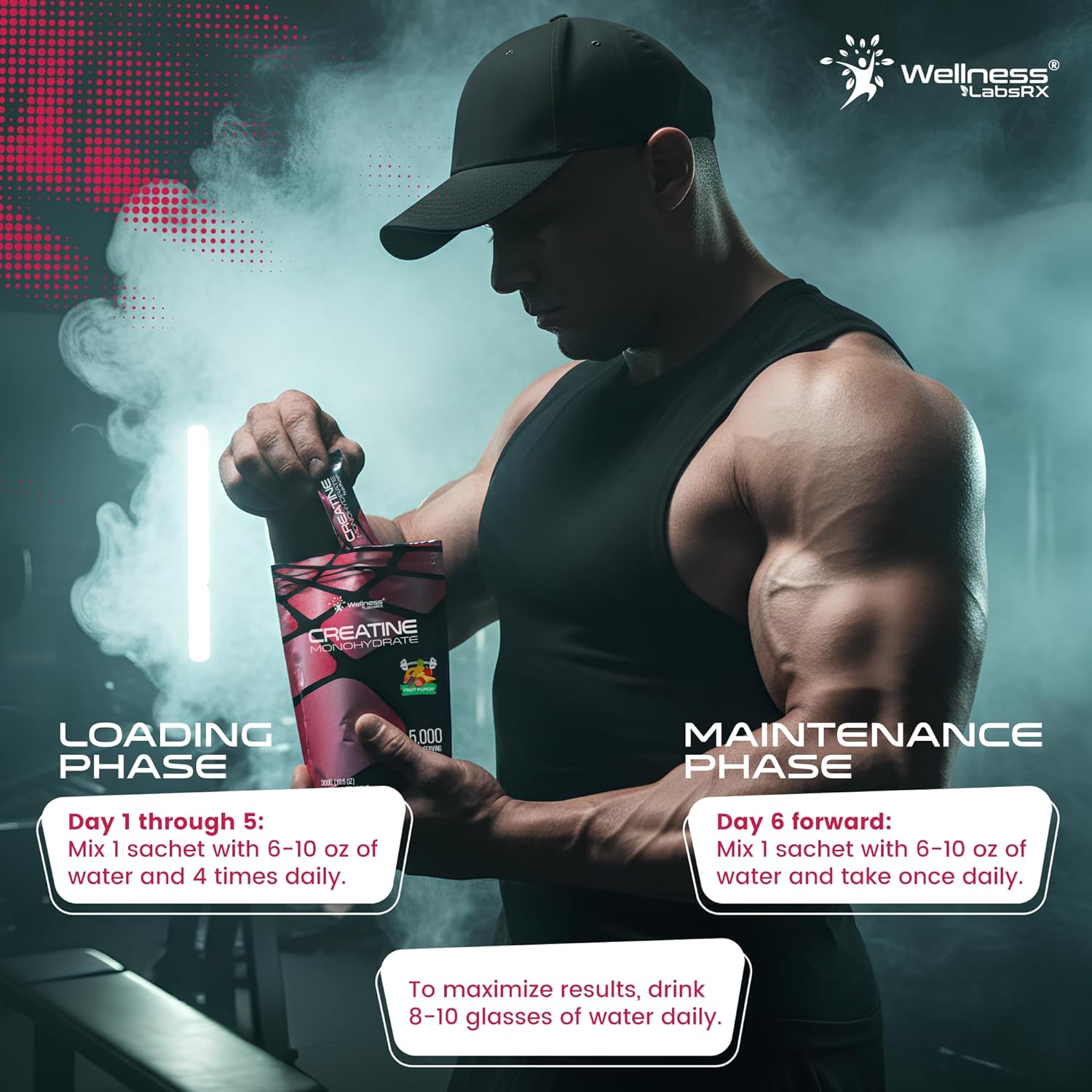 پودر کراتین WELLNESS LABSRX، 1.1 پوند، 100 وعده