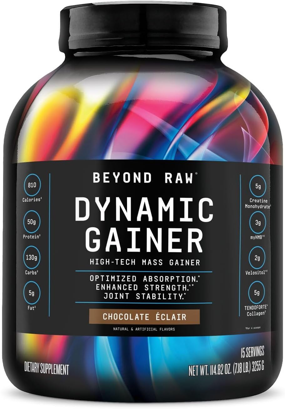 پودر گینر BEYOND RAW مدل Dynamic Gainer، 15 وعده، طعم شکلات
