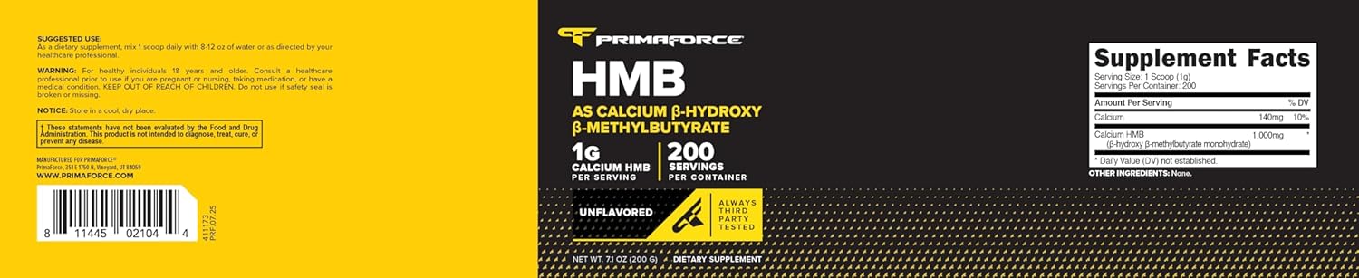 پودر HMB Primaforce، 200 گرم، بدون طعم