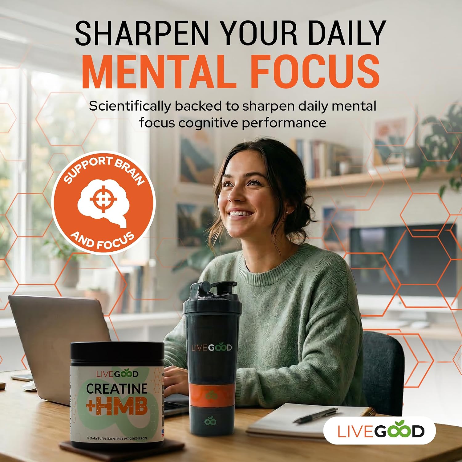 پودر کراتین و HMB LIVEGOOD، 30 وعده، بدون طعم