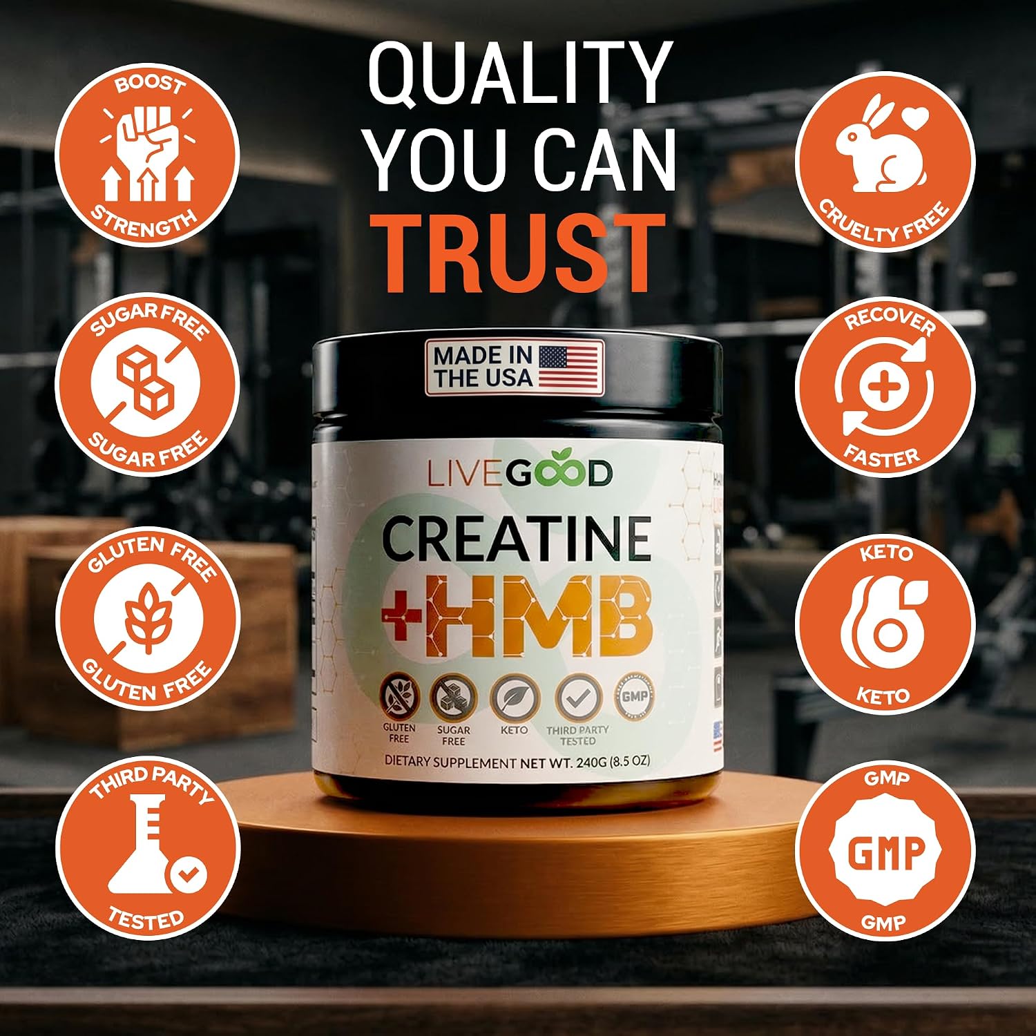 پودر کراتین و HMB LIVEGOOD، 30 وعده، بدون طعم