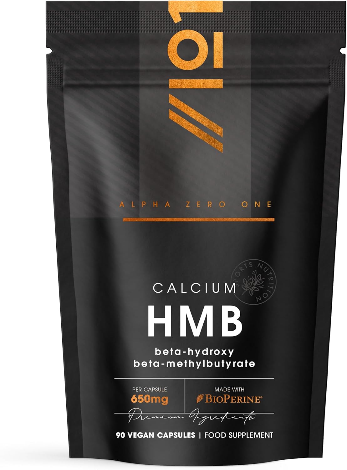 کپسول HMB ALPHA01 مدل 650mg with BioPerine®، 650 میلی‌گرم HMB، 90 کپسول