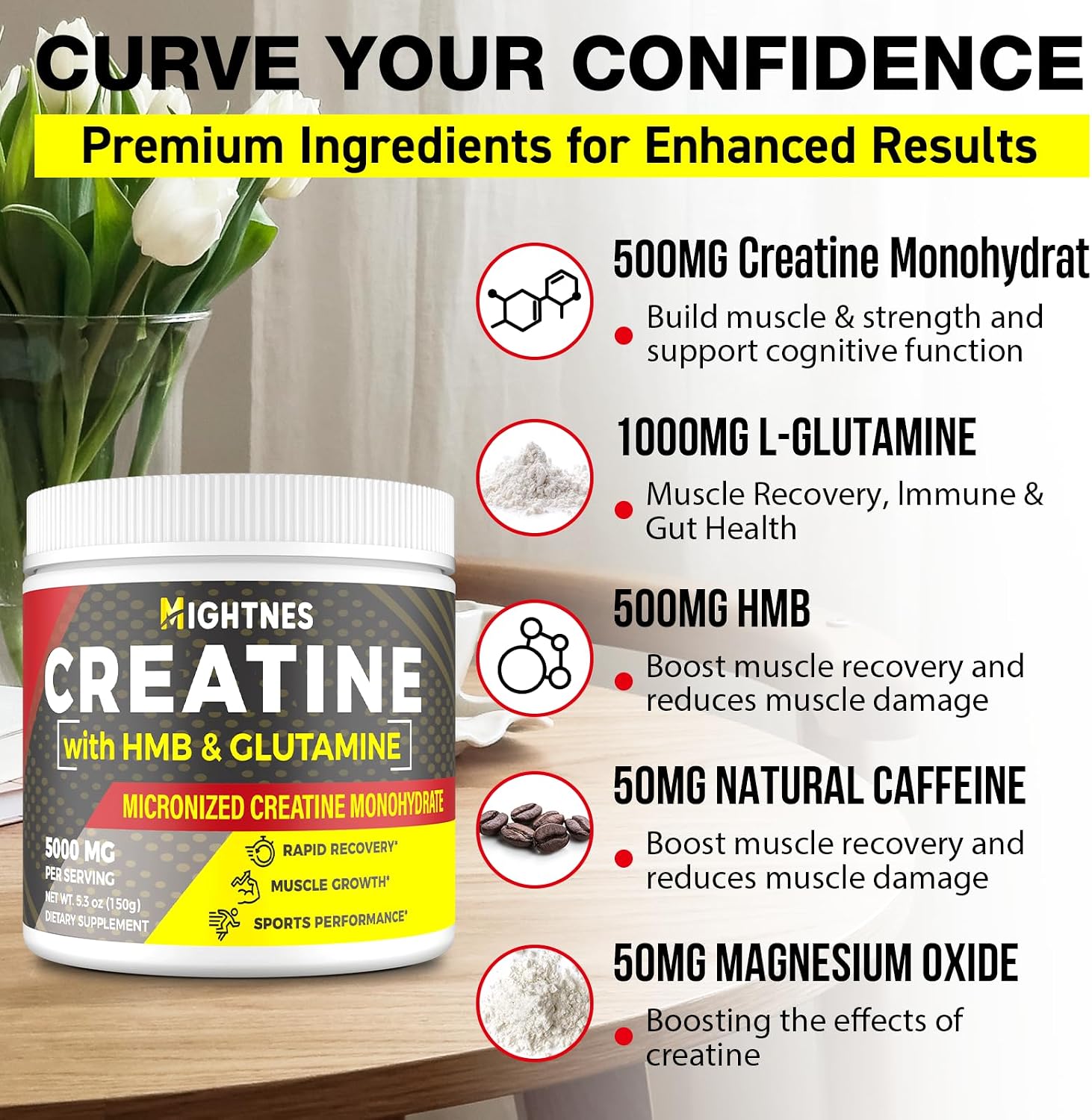 پودر کراتین و HMB Mightnes مدل Creatine HMB، 30 وعده