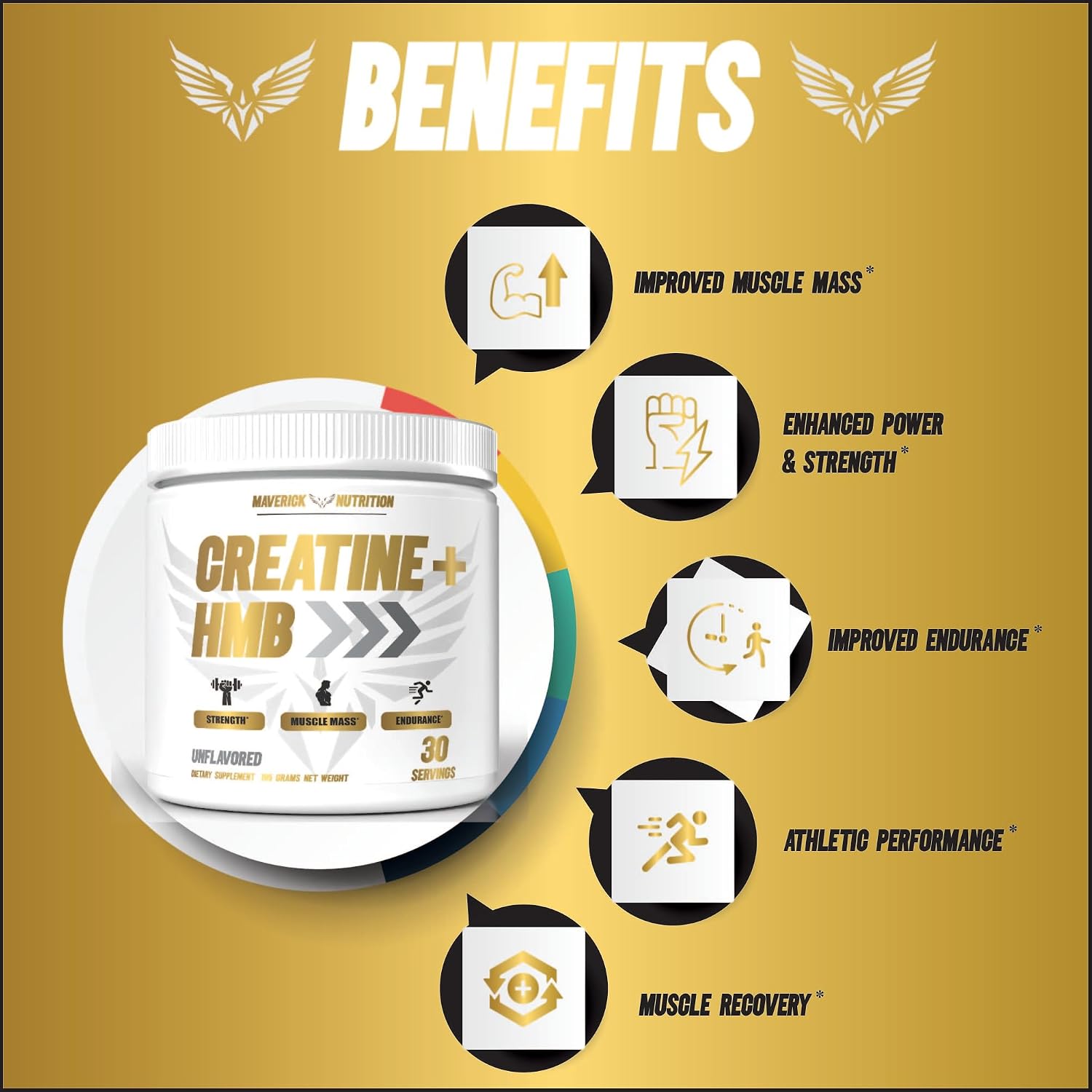پودر کراتین و HMB Maverick Nutrition مدل Creatine HMB، 30 وعده، بدون طعم