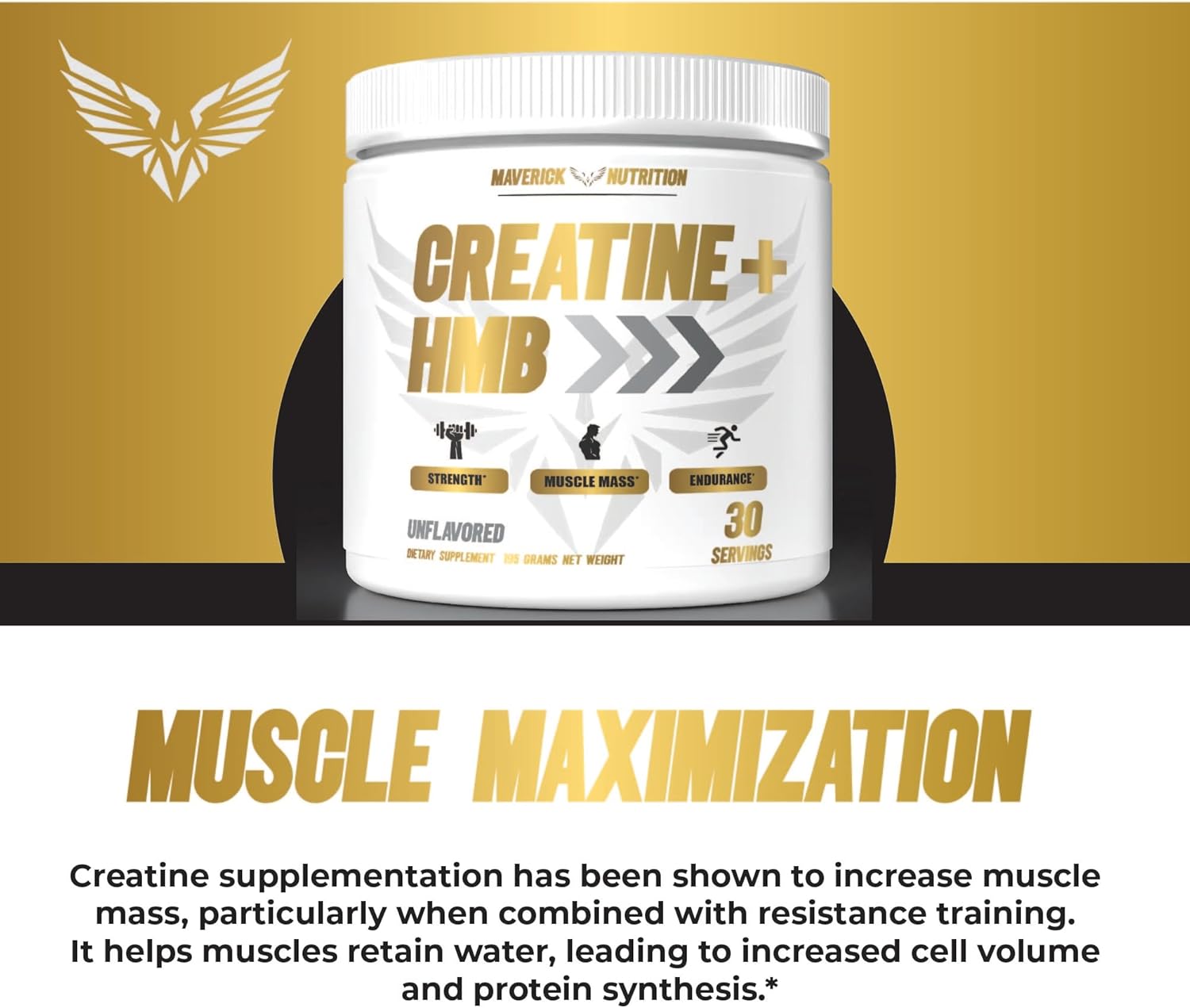 پودر کراتین و HMB Maverick Nutrition مدل Creatine HMB، 30 وعده، بدون طعم