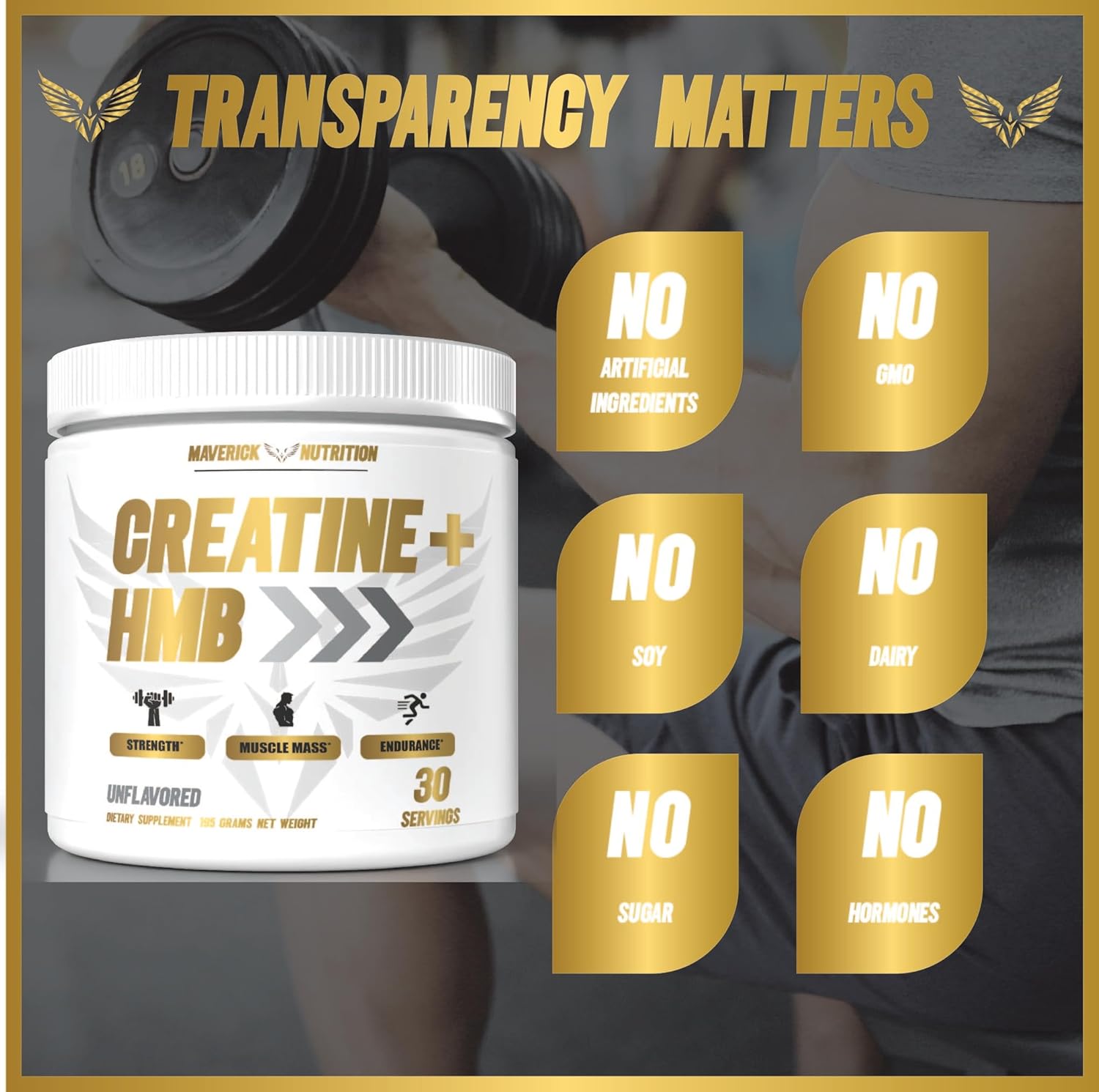 پودر کراتین و HMB Maverick Nutrition مدل Creatine HMB، 30 وعده، بدون طعم