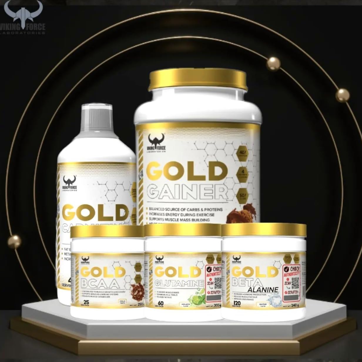 مکمل BCAA و HMB VIKING FORCE مدل GOLD BCAA، 250 گرم، 25 وعده، طعم کولا