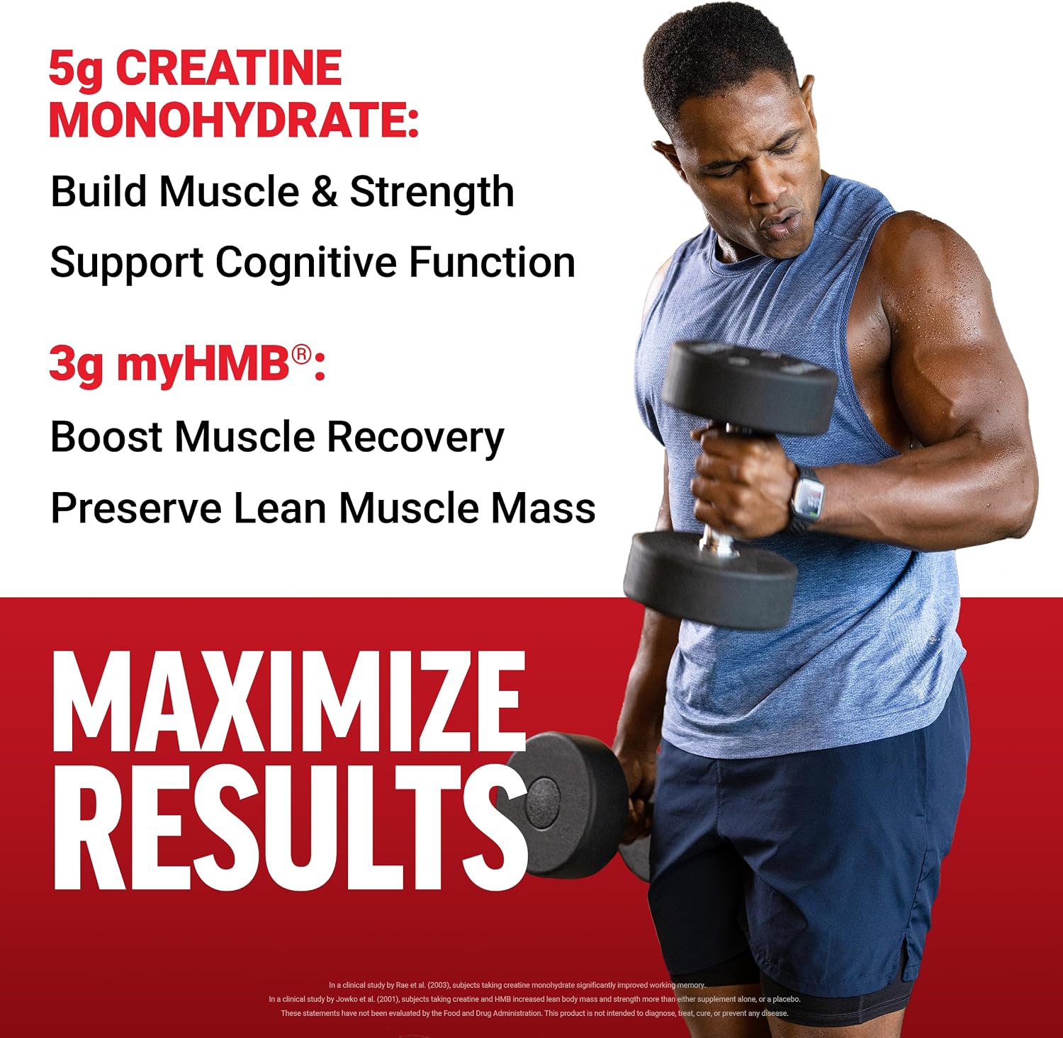 پودر کراتین و HMB Force Factor مدل Creatine HMB، 5 گرم کراتین، 3 گرم myHMB، 30 وعده، بدون طعم