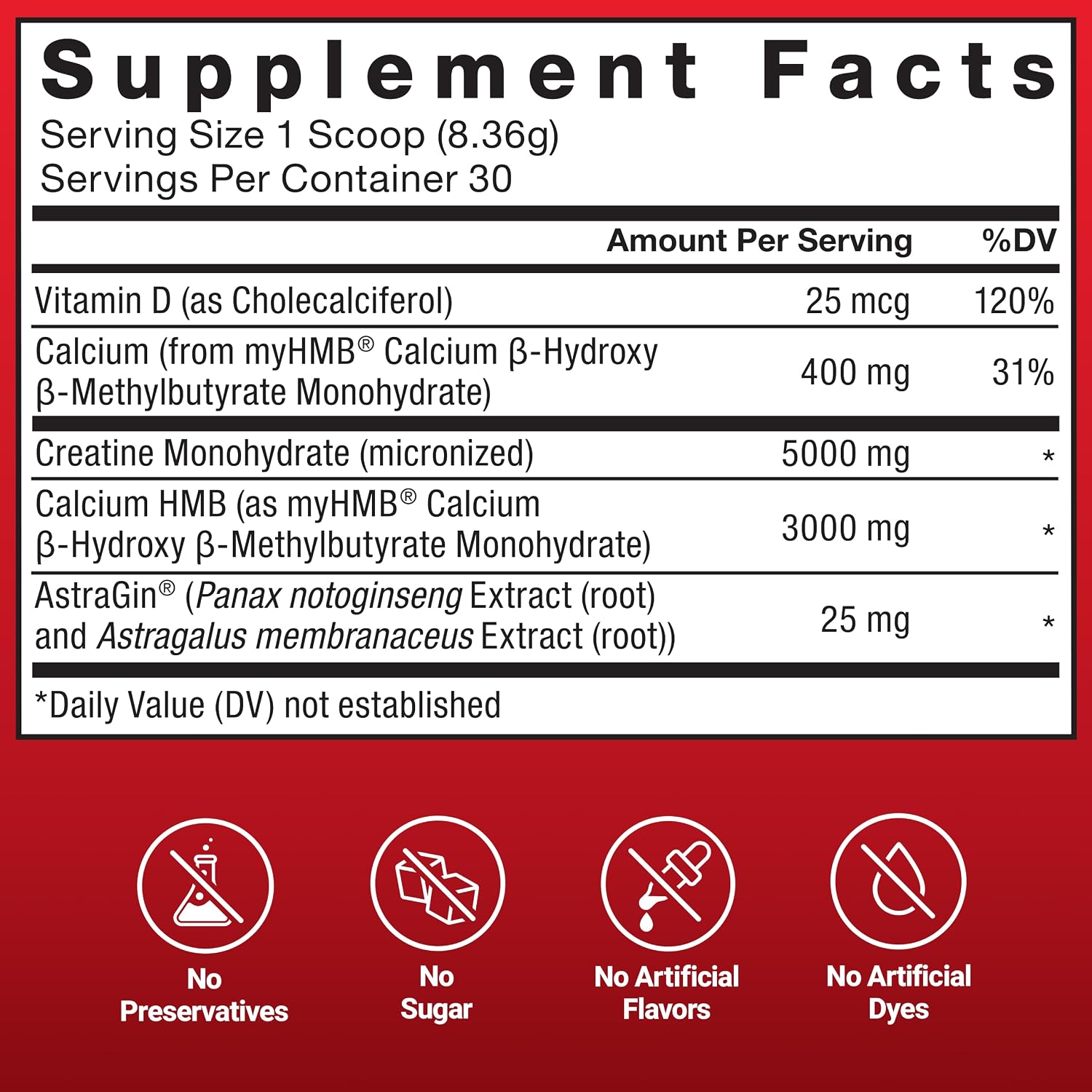 پودر کراتین و HMB Force Factor مدل Creatine HMB، 5 گرم کراتین، 3 گرم myHMB، 30 وعده، بدون طعم