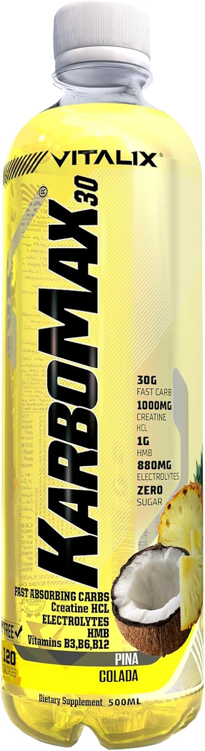 نوشیدنی کربوهیدرات و HMB Vitalix مدل KarboMax 30، 500 میلی‌لیتر، 12 بسته، طعم پیناکولادا