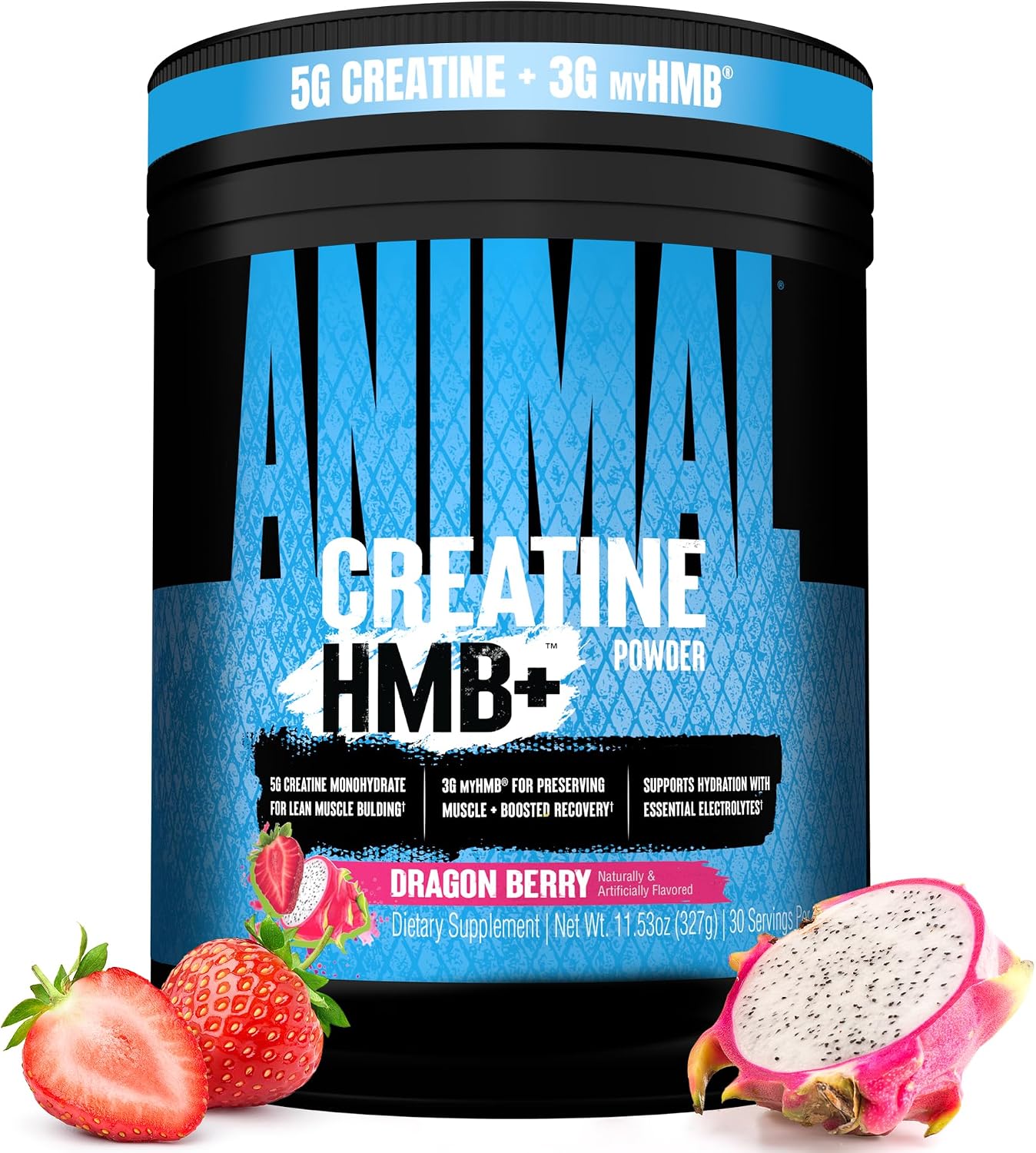 پودر کراتین و HMB Animal مدل Creatine HMB+، 327 گرم، طعم دراگون بری
