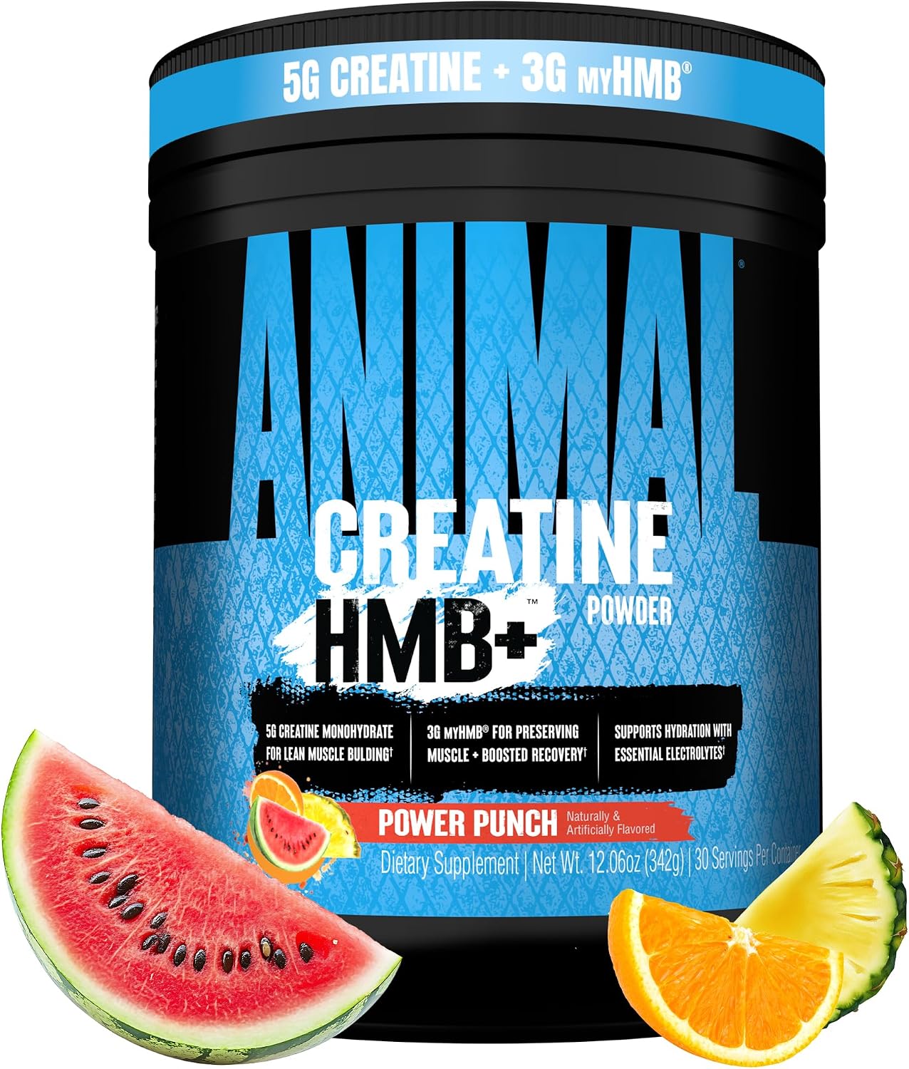 پودر کراتین و HMB Animal مدل Creatine HMB+، 342 گرم، طعم پاور پانچ