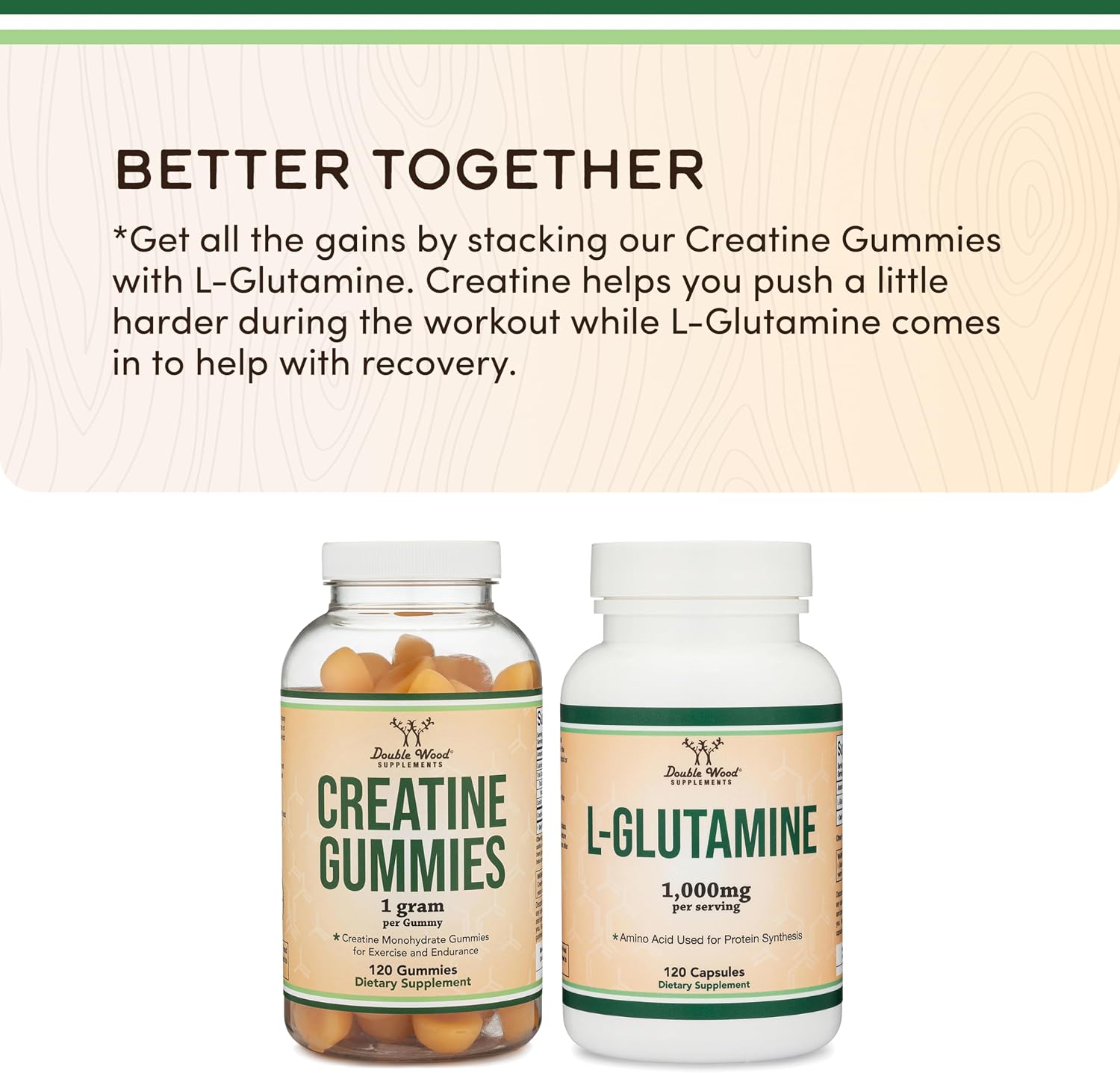 پاستیل کراتین Double Wood Supplements، 120 عدد