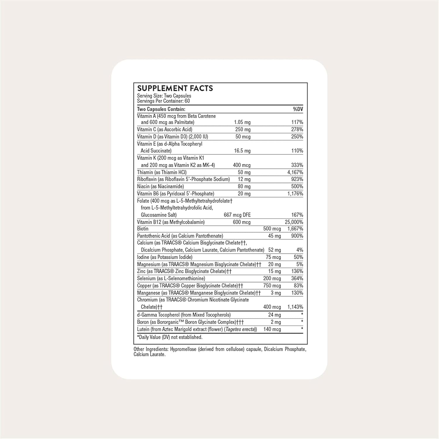 مکمل ویتامین و مواد معدنی THORNE مدل Basic Nutrients 2/Day، 120 وعده