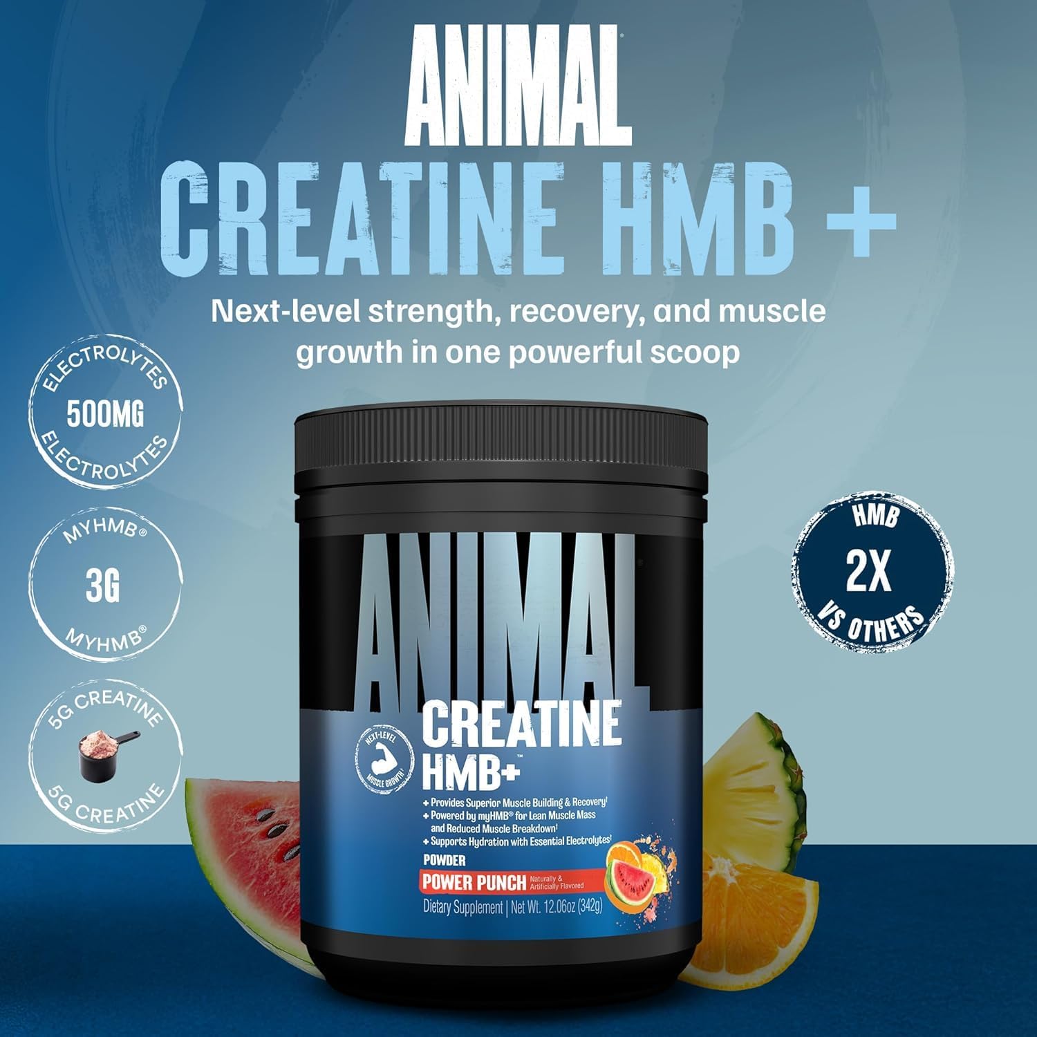 پودر کراتین و HMB Universal مدل Creatine HMB، 5 گرم کراتین، 3 گرم myHMB، 30 وعده، طعم پاور پانچ