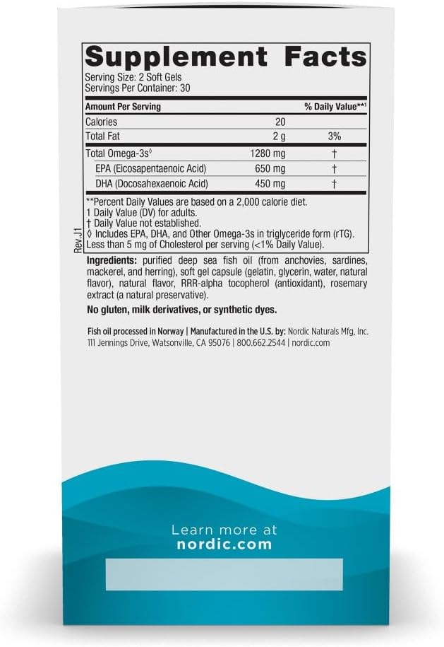 کپسول روغن ماهی امگا ۳، Nordic Naturals، مدل Ultimate Omega، 60 سافت‌ژل، طعم لیمو