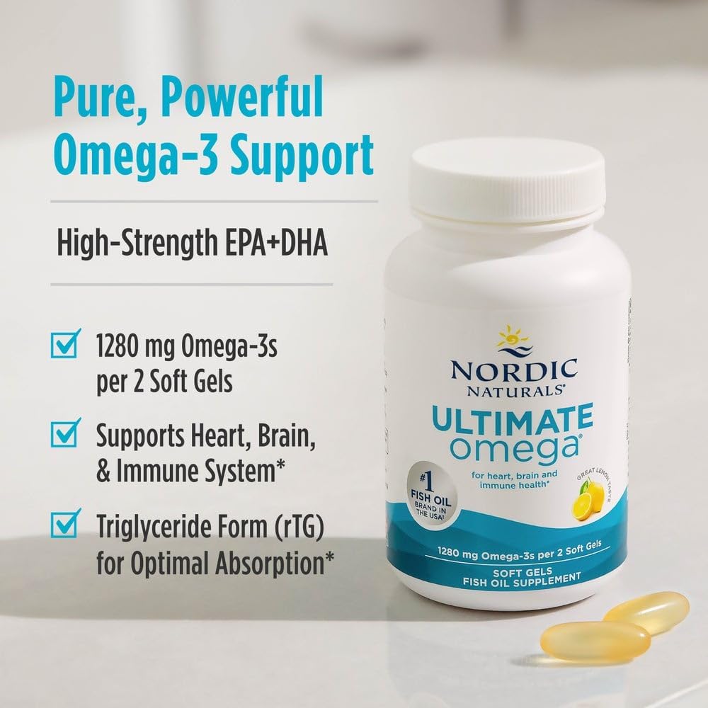 کپسول روغن ماهی امگا ۳، Nordic Naturals، مدل Ultimate Omega، 60 سافت‌ژل، طعم لیمو