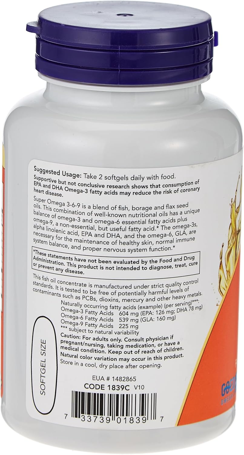 مکمل گیاهی امگا ۳-۶-۹، NOW Foods، مدل Super Omega 3-6-9، 90 سافت‌ژل