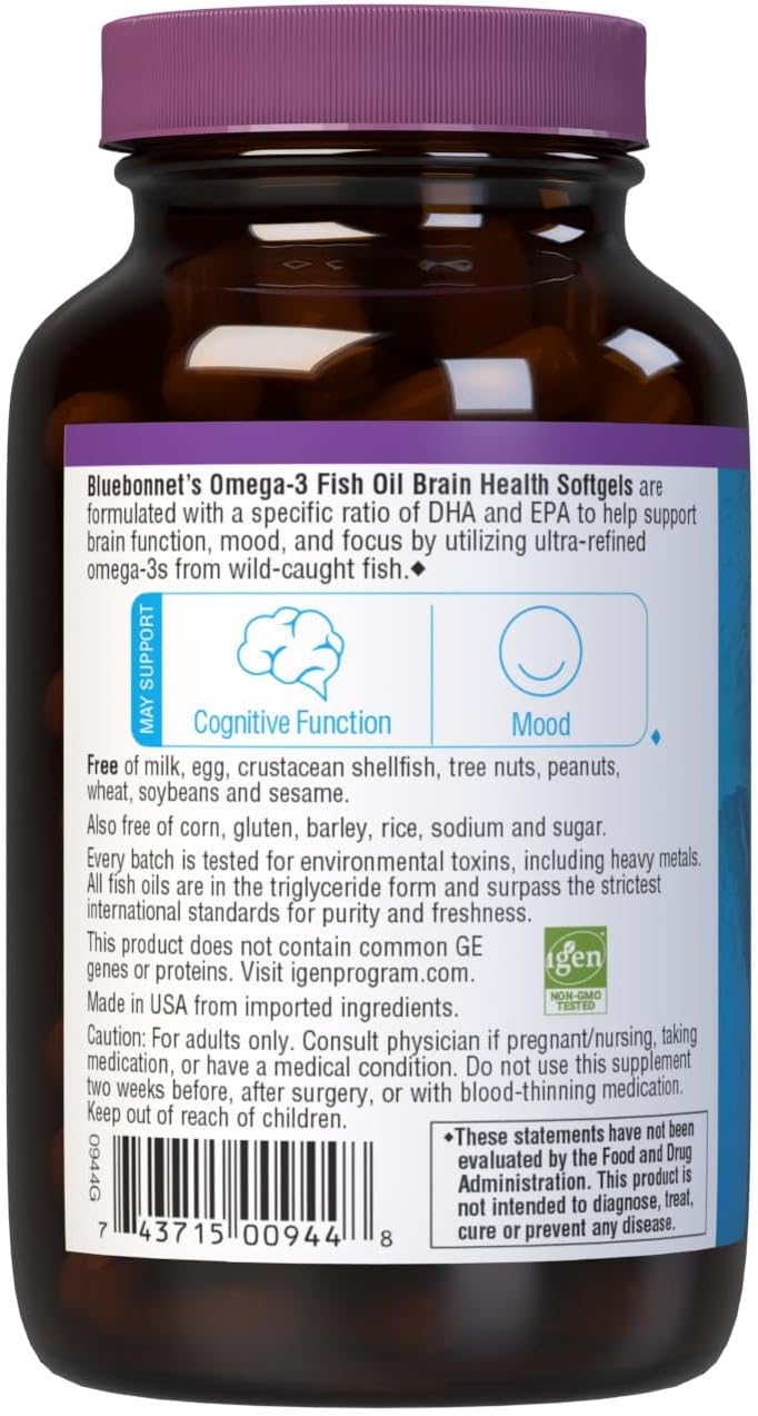 کپسول روغن ماهی امگا ۳، BlueBonnet، EPA 120 میلی‌گرم و DHA 860 میلی‌گرم، 60 سافت‌ژل