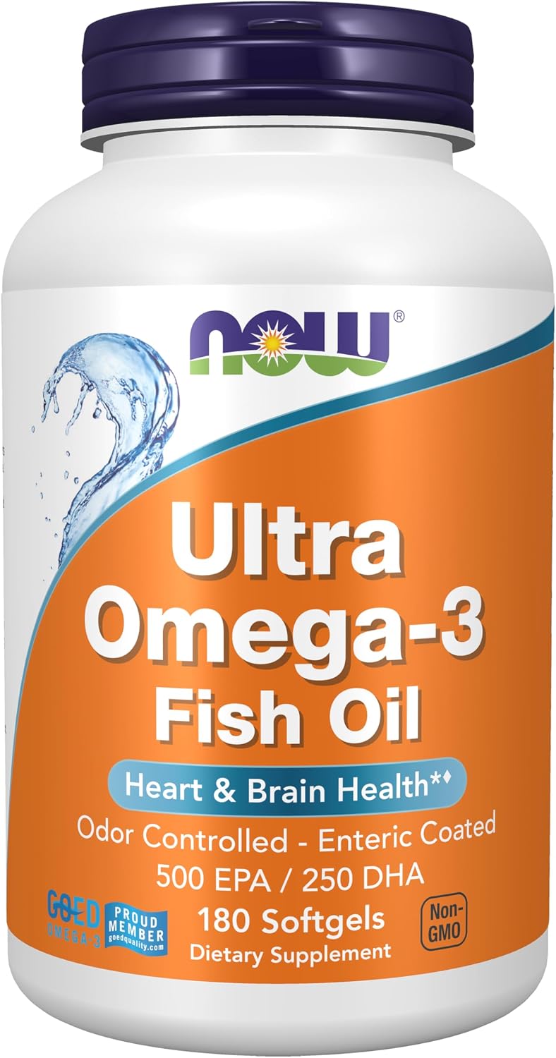 کپسول روغن ماهی امگا ۳، NOW Foods، مدل Ultra Omega-3، EPA 500 میلی‌گرم و DHA 250 میلی‌گرم، 180 سافت‌ژل