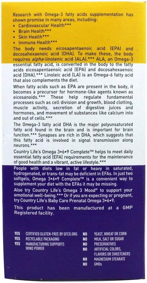 مکمل امگا ۳-۶-۹، Country Life، مدل Omega 3-6-9 Complete