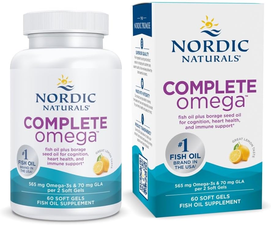 کپسول روغن ماهی امگا ۳، Nordic Naturals، مدل Complete Omega، 565 میلی‌گرم، 60 سافت‌ژل، طعم لیمو