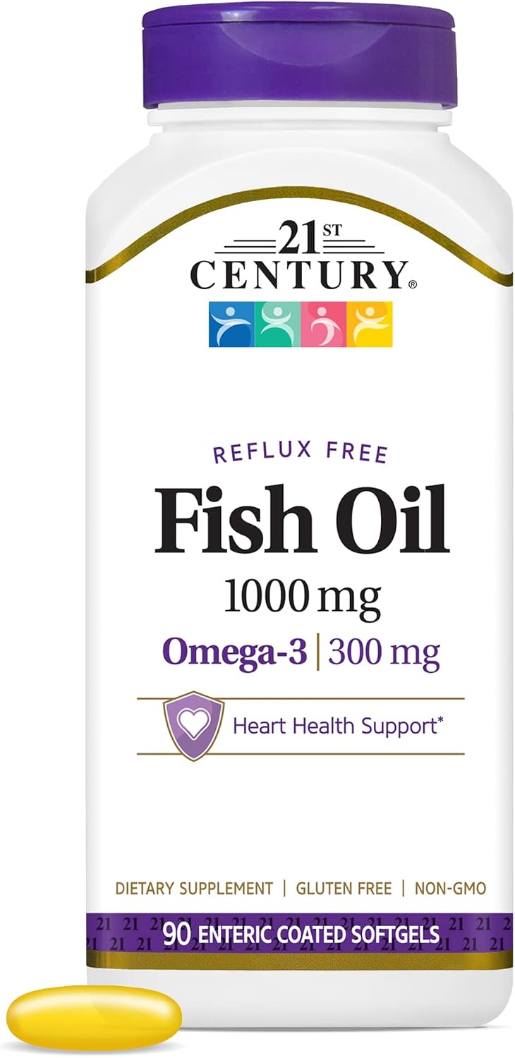 کپسول روغن ماهی امگا ۳، 21st Century، 1000 میلی‌گرم، 90 سافت‌ژل