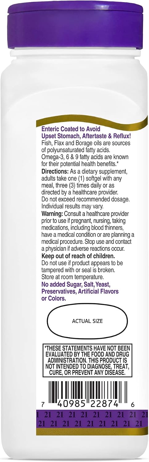 مکمل امگا ۳-۶-۹، 21st Century، مدل Triple Omega 3-6-9 Complex، 90 سافت‌ژل