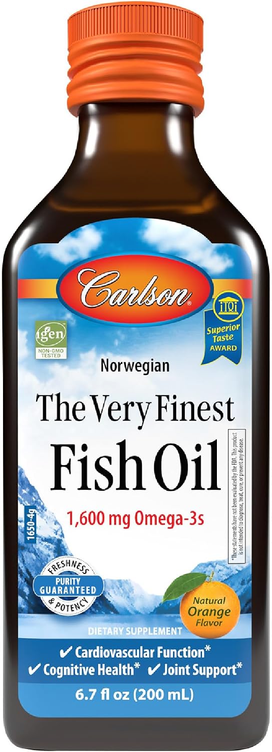 روغن ماهی امگا ۳ مایع، Carlson، 200 میلی‌لیتر، طعم پرتقال