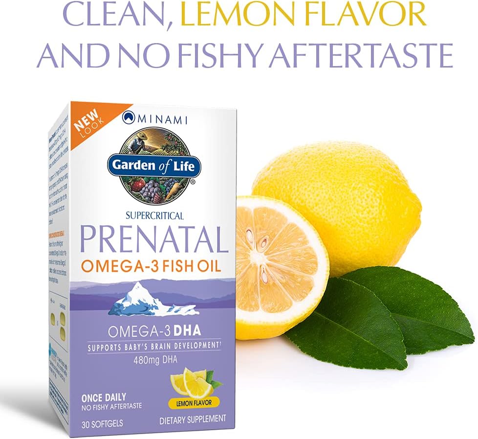 مکمل امگا ۳ و DHA دوران بارداری، Garden of Life، مدل Prenatal DHA، 30 عدد، طعم لیمو