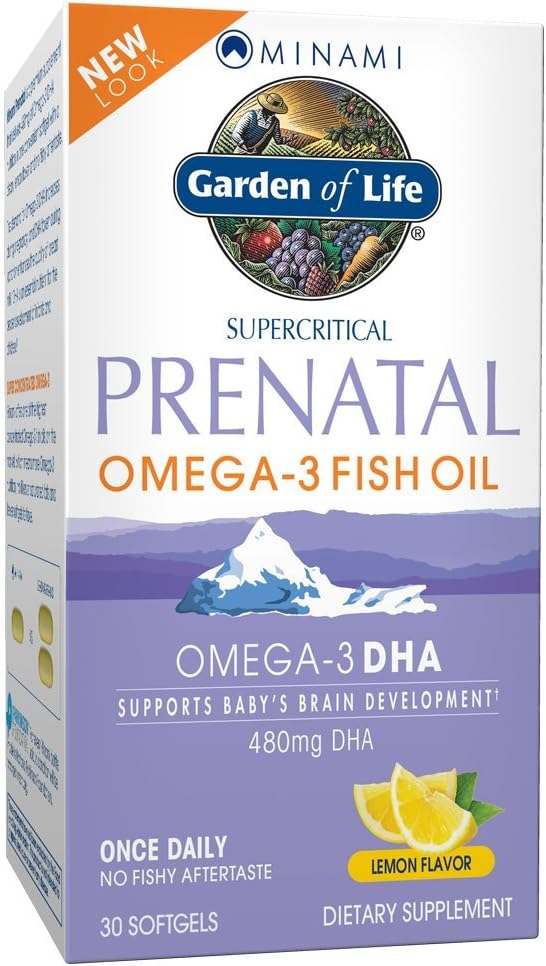 مکمل امگا ۳ و DHA دوران بارداری، Garden of Life، مدل Prenatal DHA، 30 عدد، طعم لیمو