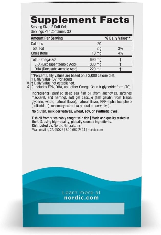 کپسول روغن ماهی امگا ۳، Nordic Naturals، 690 میلی‌گرم، 60 سافت‌ژل، طعم لیمو