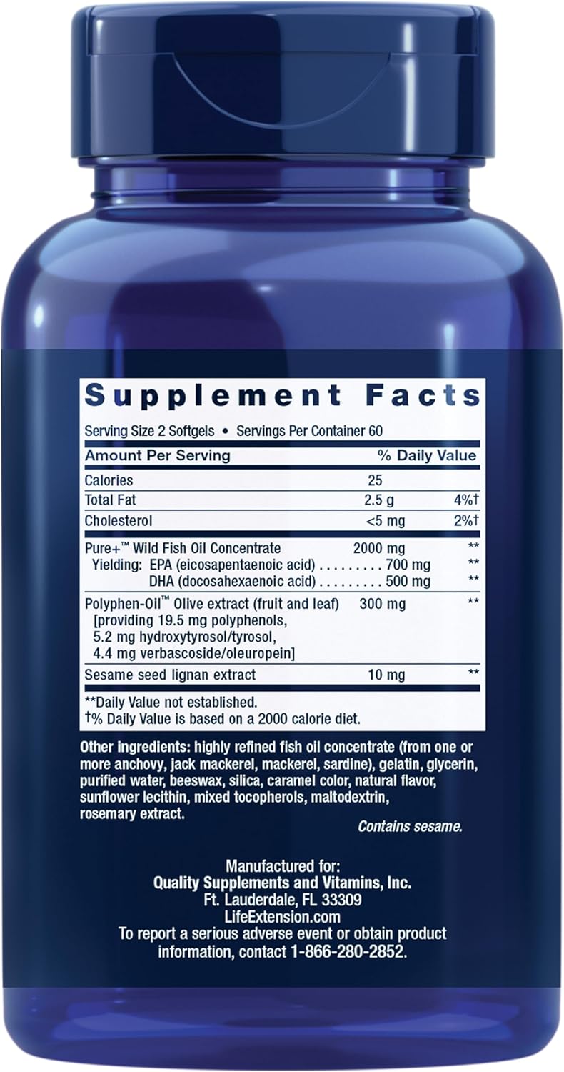 کپسول روغن ماهی امگا ۳، Life Extension، 120 سافت‌ژل