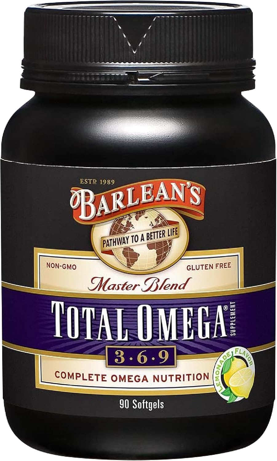 مکمل امگا ۳-۶-۹، Barlean's، مدل Total Omega، 90 سافت‌ژل، طعم لیمو
