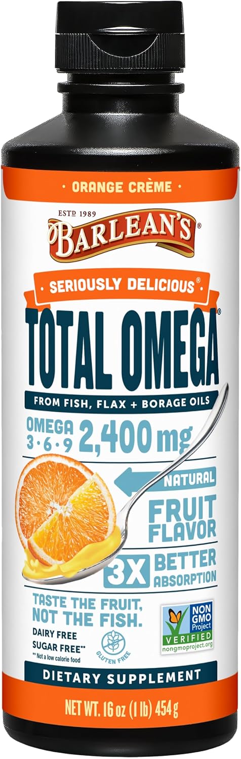 مکمل گیاهی امگا ۳-۶-۹، Barlean's، مدل Total Omega، 16 اونس، طعم کرم پرتقال