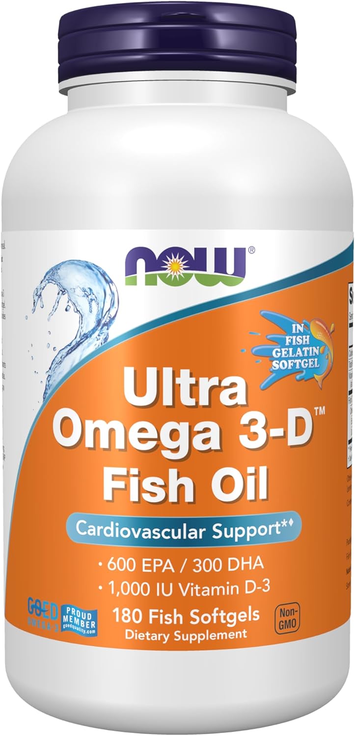 کپسول روغن ماهی امگا ۳، NOW Foods، مدل Ultra Omega 3-D، EPA 600 میلی‌گرم و DHA 300 میلی‌گرم، 180 سافت‌ژل