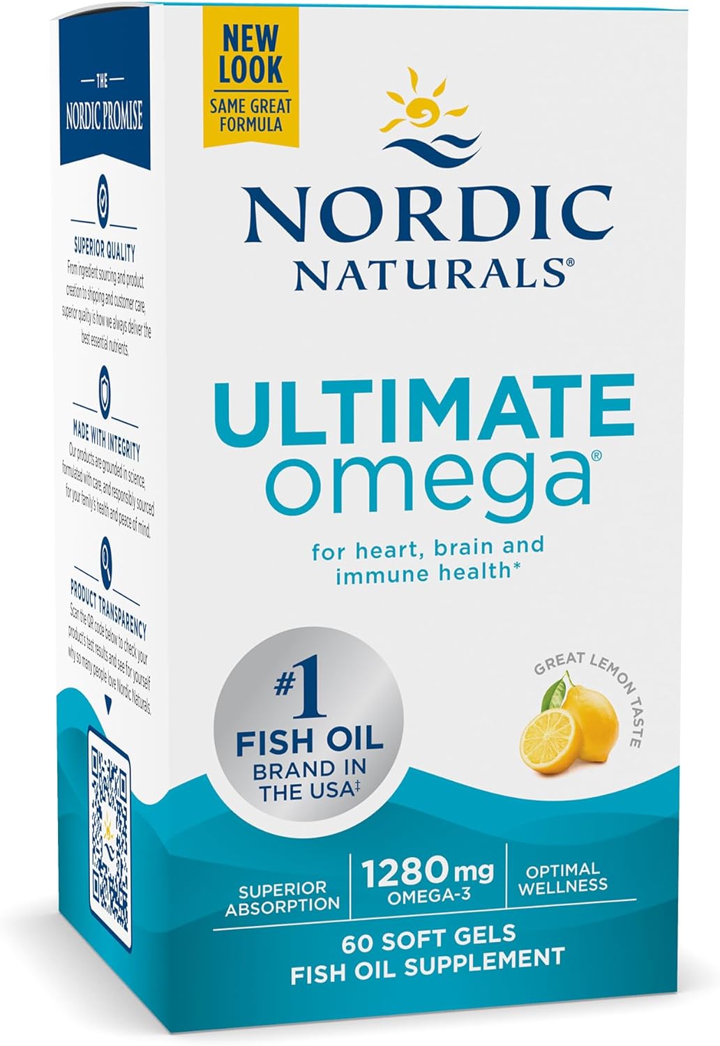 کپسول روغن ماهی امگا ۳، Nordic Naturals، مدل Ultimate Omega، 60 سافت‌ژل، طعم لیمو