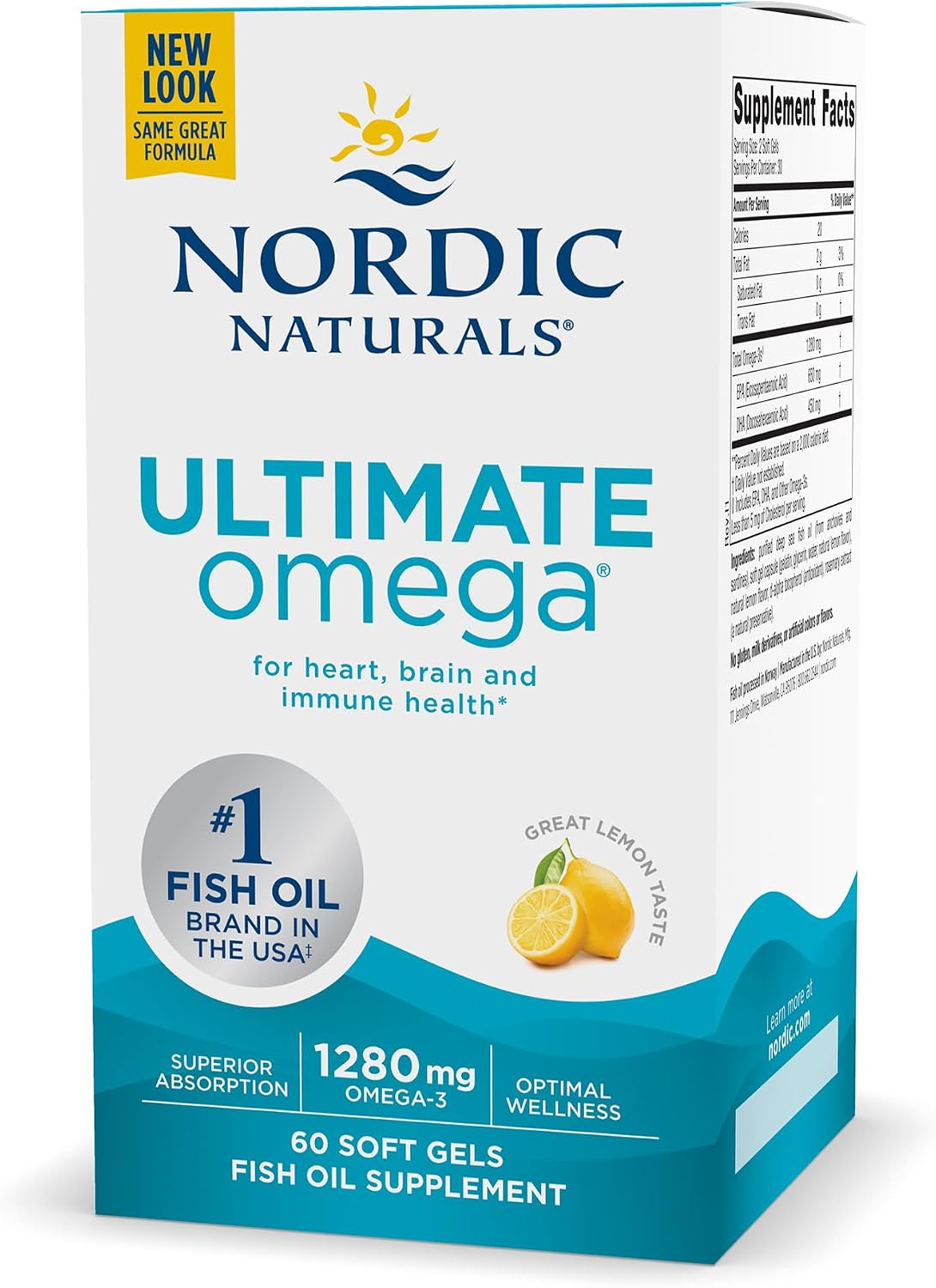 کپسول روغن ماهی امگا ۳، Nordic Naturals، مدل Ultimate Omega، 60 سافت‌ژل، طعم لیمو