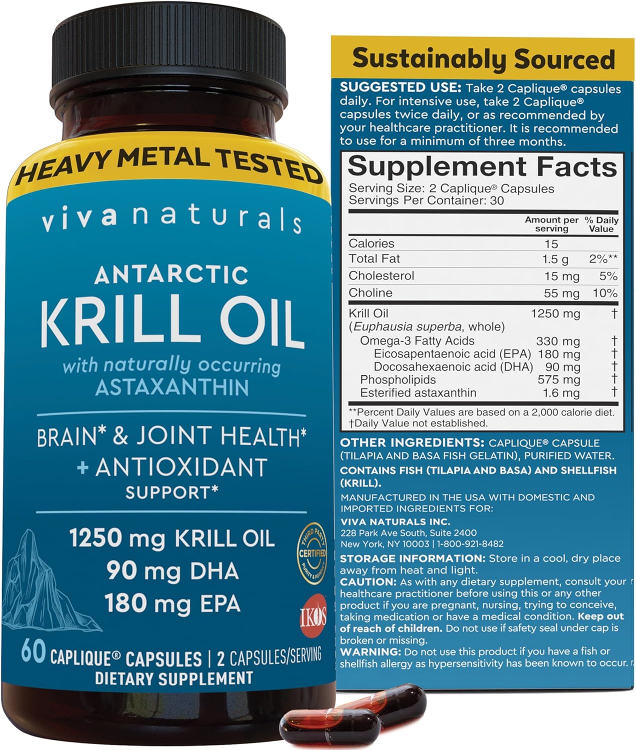 کپسول روغن کریل امگا ۳، Viva Naturals، 60 کپسول