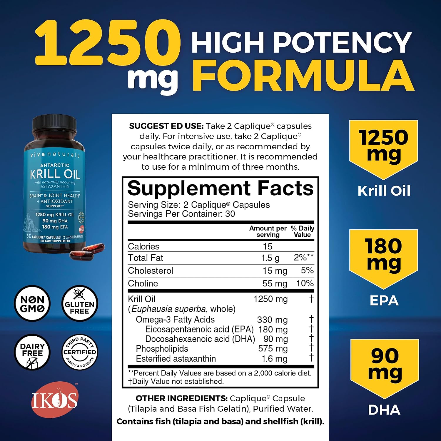 کپسول روغن کریل امگا ۳، Viva Naturals، 60 کپسول