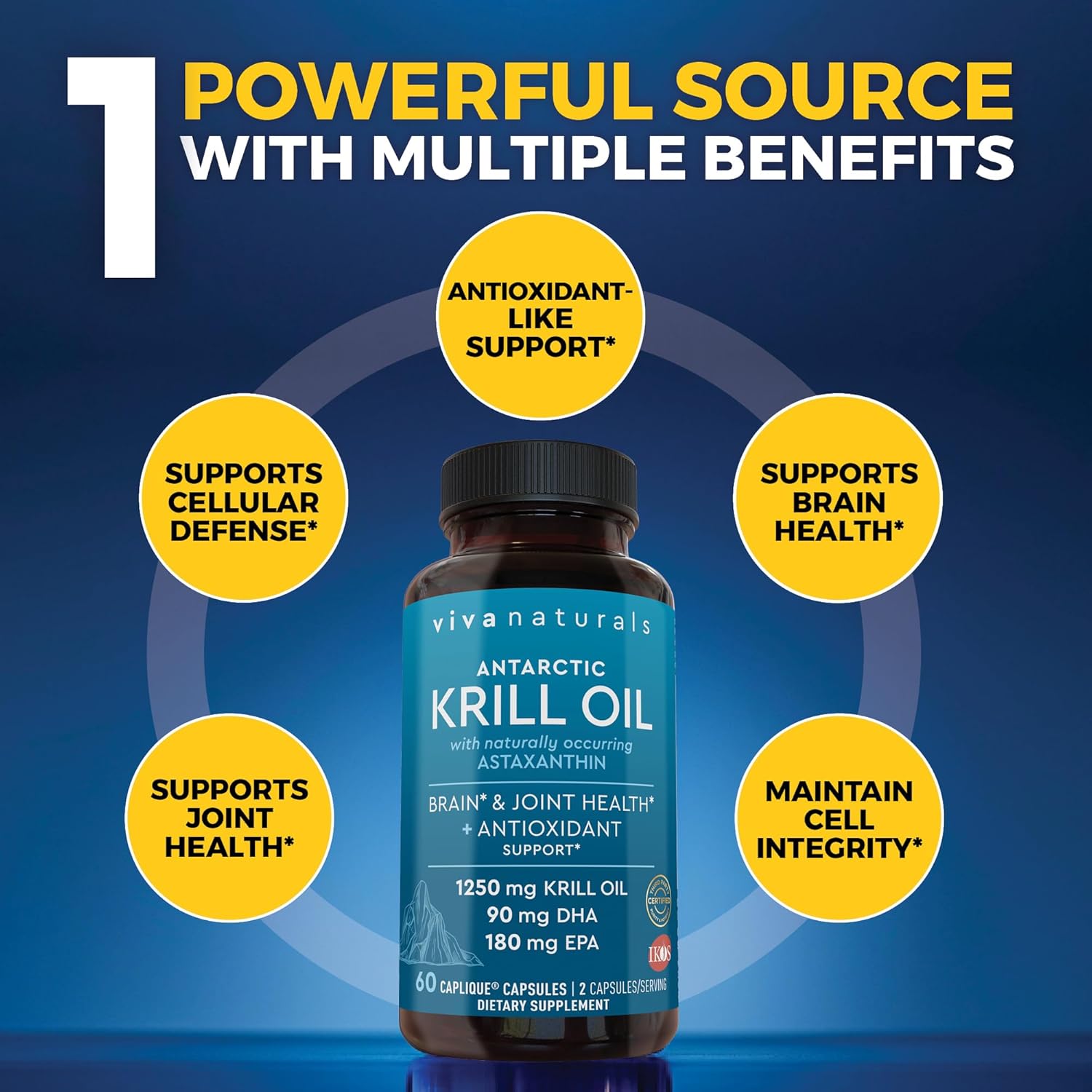 کپسول روغن کریل امگا ۳، Viva Naturals، 60 کپسول