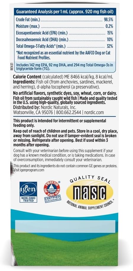 مکمل امگا ۳ برای سگ و گربه، Nordic Naturals، 60 میلی‌لیتر
