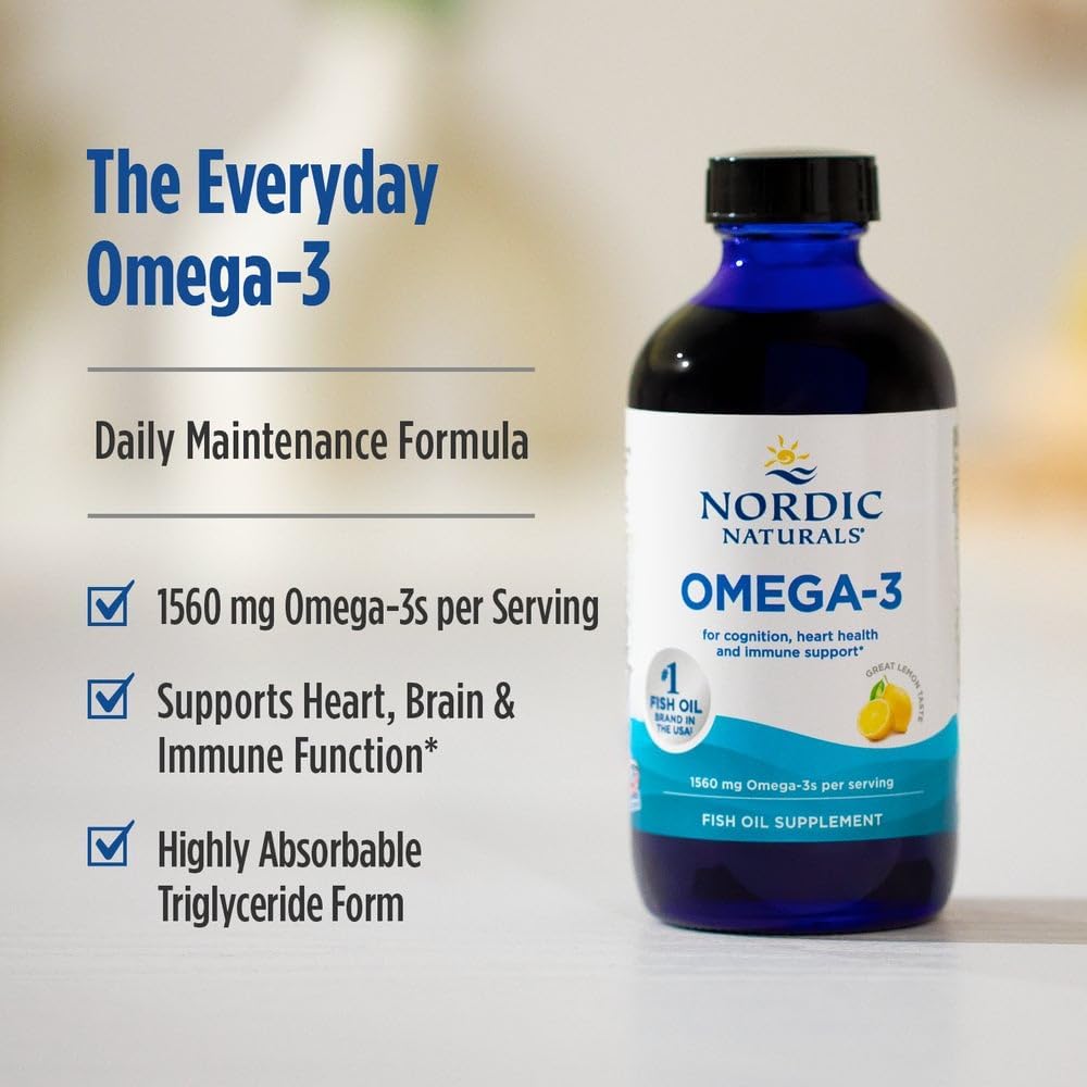 روغن ماهی امگا ۳ مایع، Nordic Naturals، 8 اونس مایع، طعم لیمو