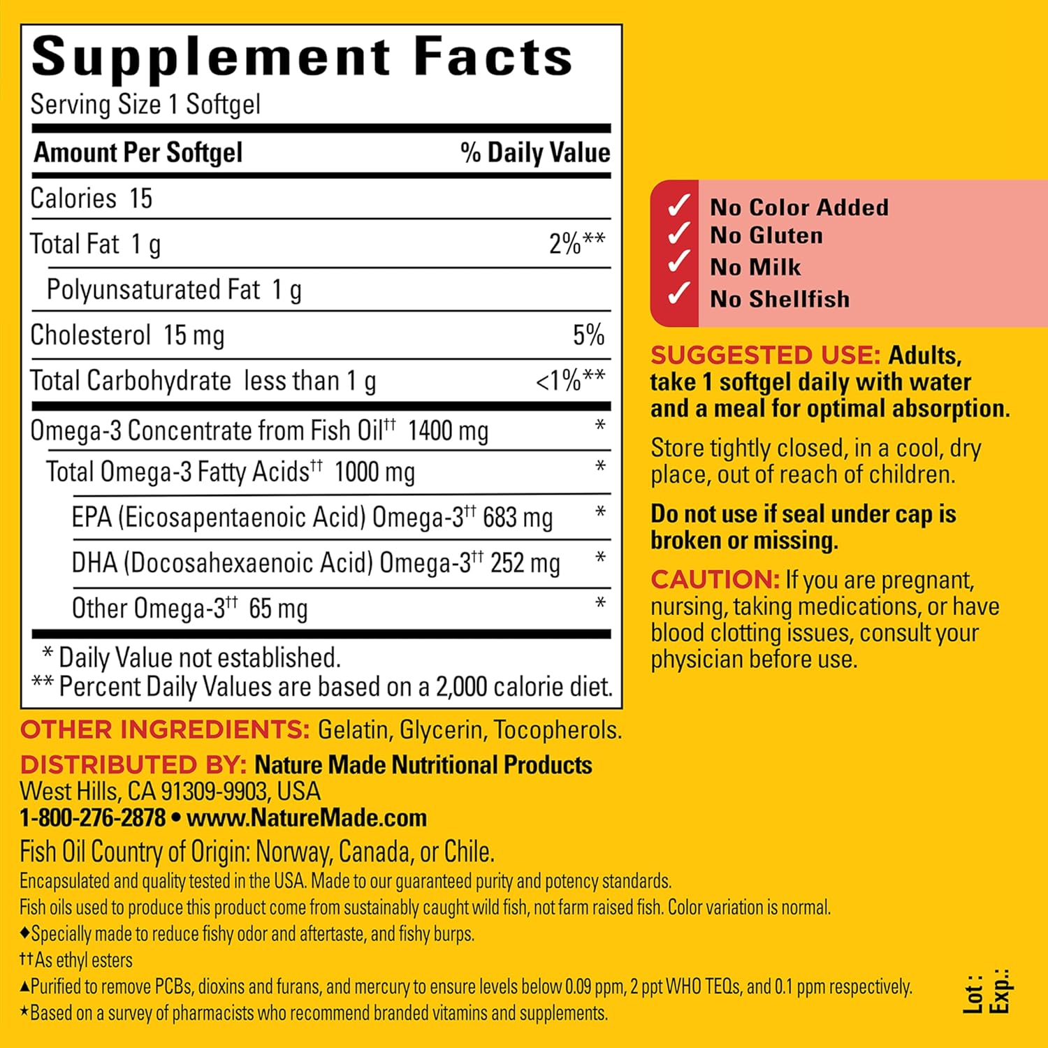 کپسول روغن ماهی امگا ۳، Nature Made، مدل Ultra Omega-3، 1400 میلی‌گرم، 90 سافت‌ژل