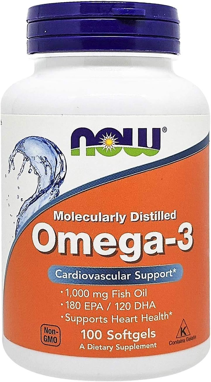 کپسول روغن ماهی امگا ۳، NOW Foods، 1000 میلی‌گرم، EPA 180 میلی‌گرم و DHA 120 میلی‌گرم، 100 سافت‌ژل