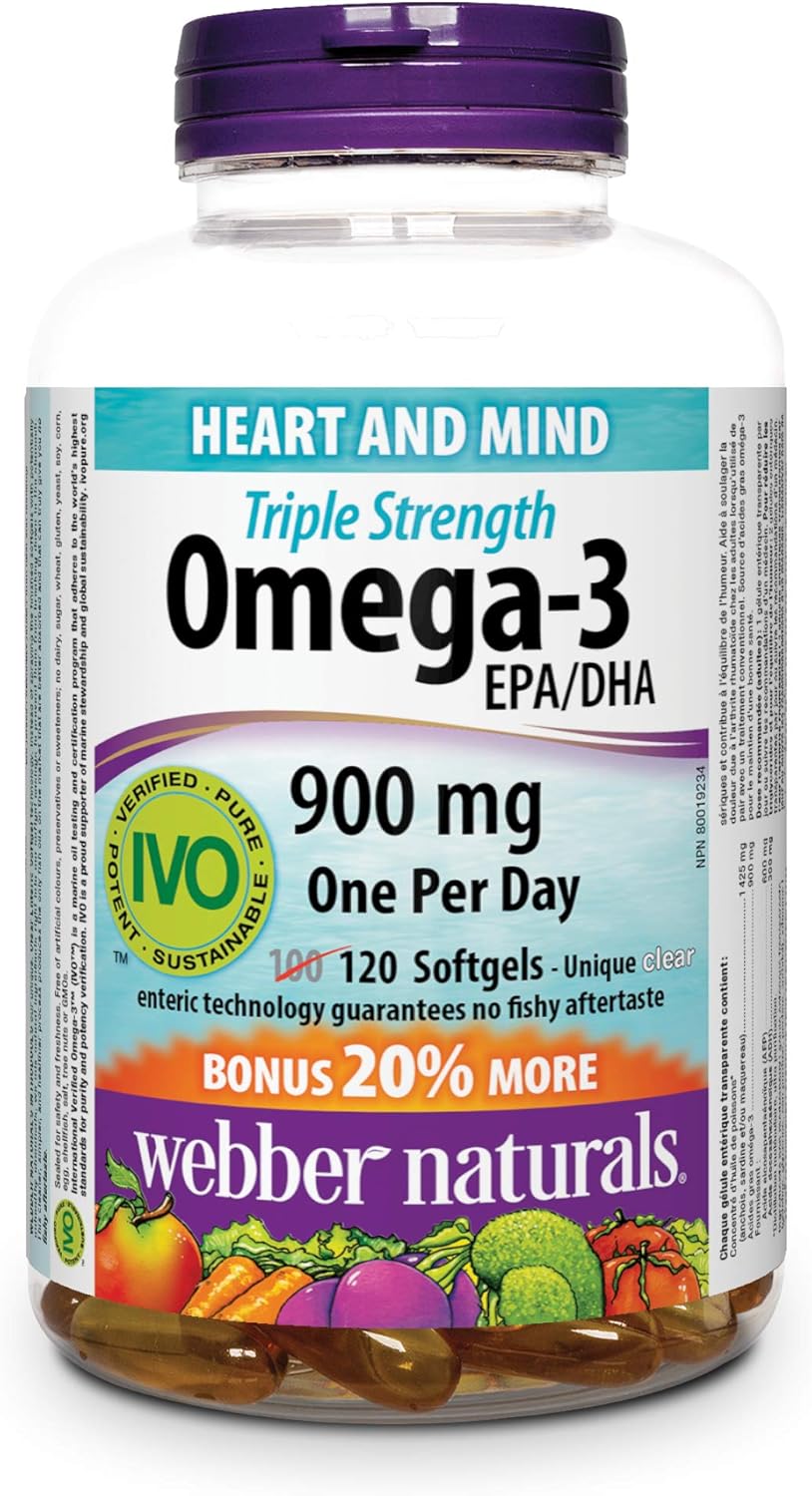 کپسول روغن ماهی امگا ۳، Webber Naturals، 900 میلی‌گرم