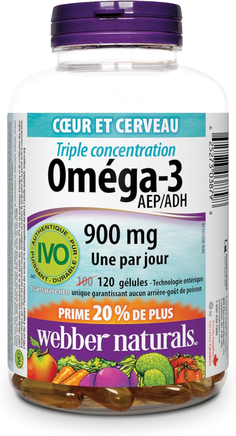 کپسول روغن ماهی امگا ۳، Webber Naturals، 900 میلی‌گرم