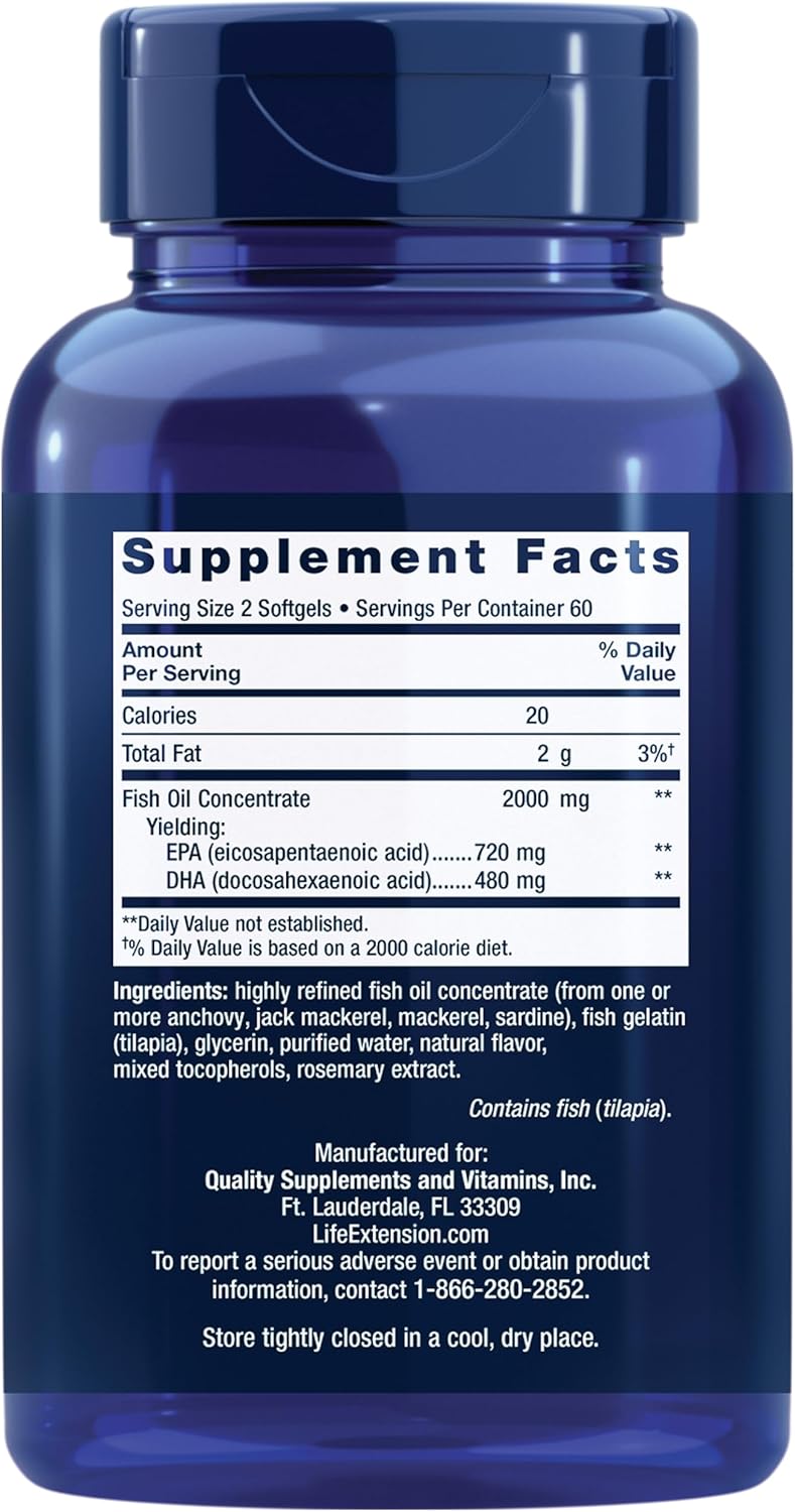 کپسول روغن ماهی امگا ۳، Life Extension، مدل Mega EPA DHA، 120 عدد