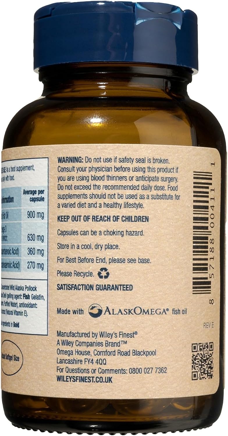 کپسول روغن ماهی امگا ۳، Wiley's Finest، 60 کپسول